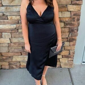Madewell Black Midi Dress with Spaghetti Straps